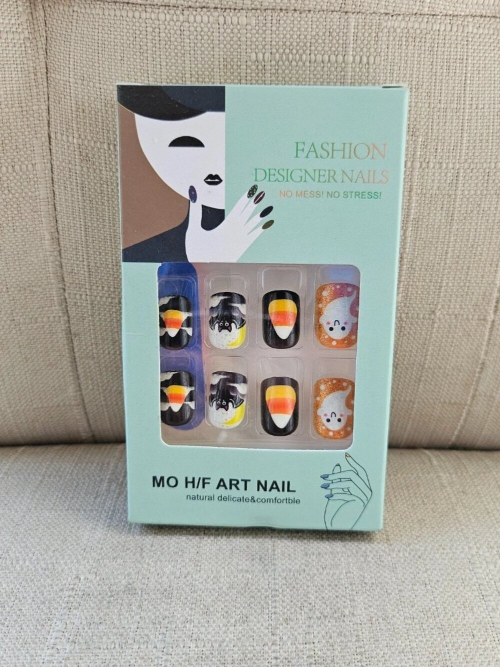 Halloween Nails Cute Cartoon Short Square Round Press-On Nails Ghost Pumpk
